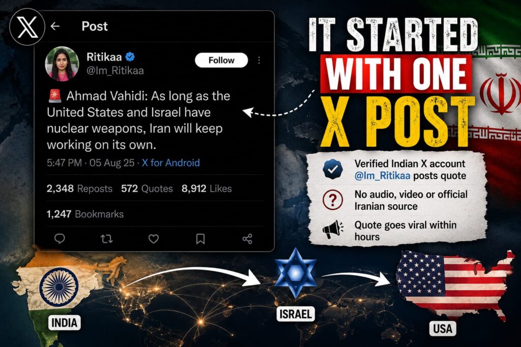 भारत की रितिका के एक फर्जी ईरान न्यूक्लियर कोट ने इजरायल के PM नेतन्याहू और Fox News तक कैसे जगह बनाई? जानिए पूरी कहानी और सच्चाई।
